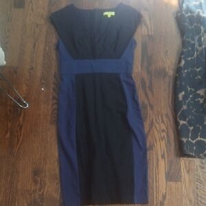 Catherine Malandrino Black and Blue Midi Dress